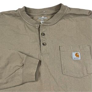 Carhartt Henley Pocket Long Sleeve Shirt Desert Tan Workwear K128 DES Men’s XL